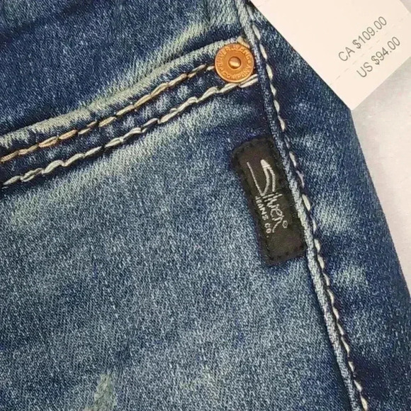 Silver Jean Co. Womens Suki Curvy Fit Mid Rise Bootcut 26x31 Indigo Distress NWT - Picture 6 of 16